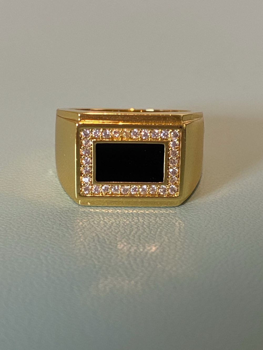 Uncommon James Gold Ring with Black Onyx and Pavé Accents, Size 5